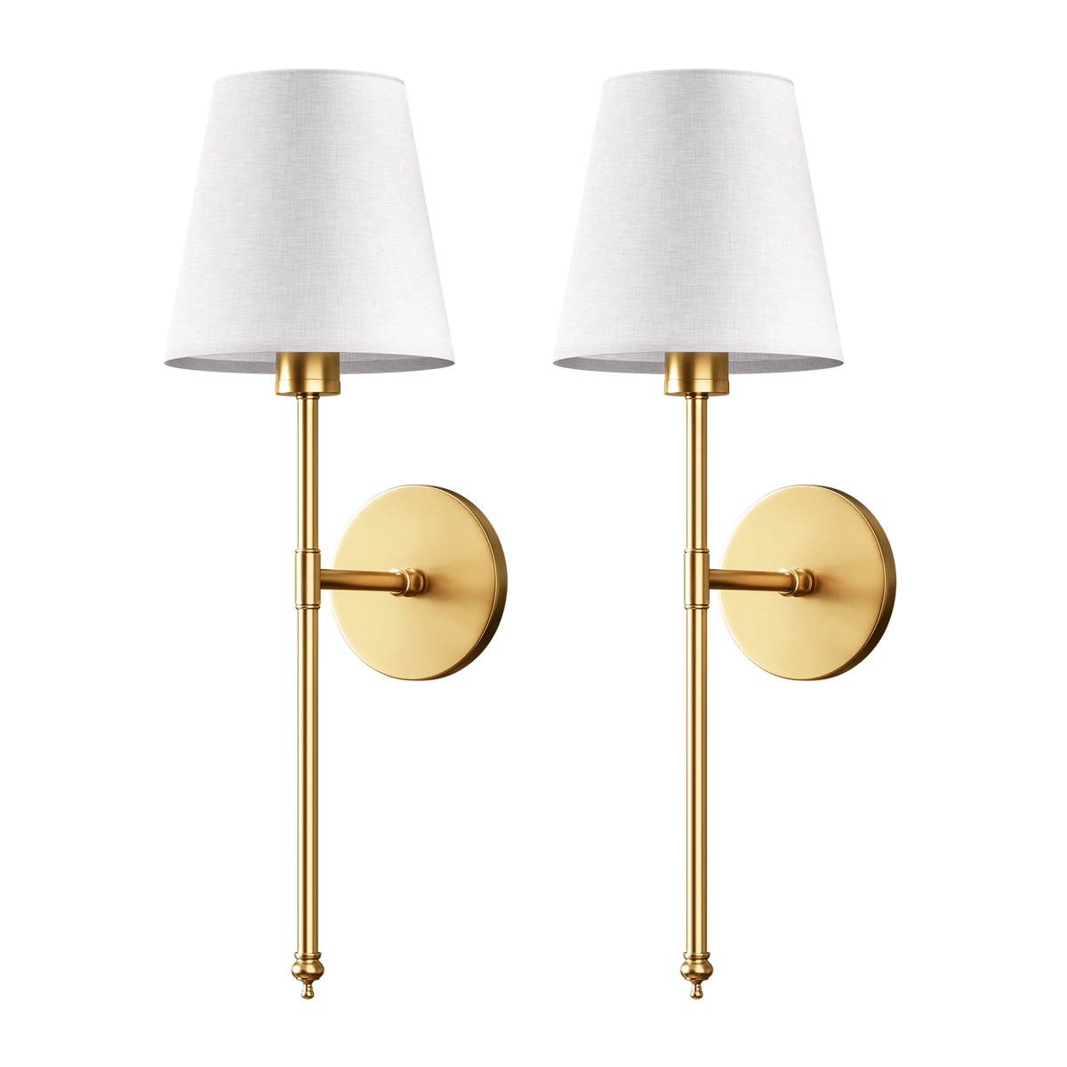 Wall Sconce Battery Powered LED White Fabric Shade