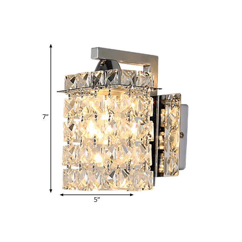 Wall Sconce Crystalline Shade Chromium Finish Hardwired