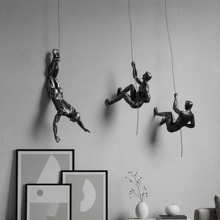 Wall Sculpture Handcrafted Resin Climbing Figure