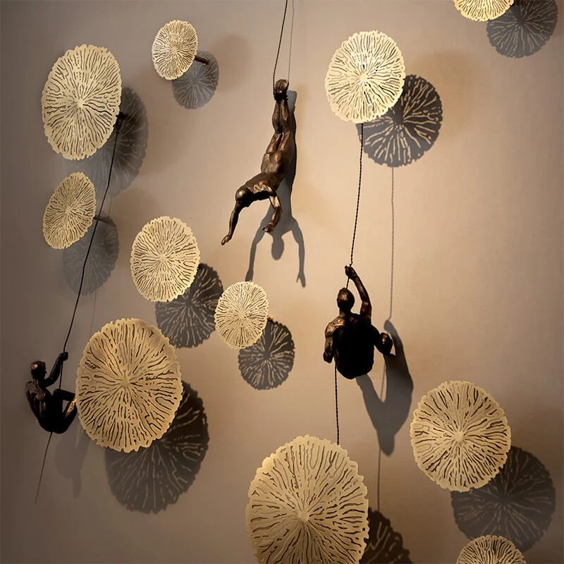 Wall Sculpture Handcrafted Resin Climbing Figure