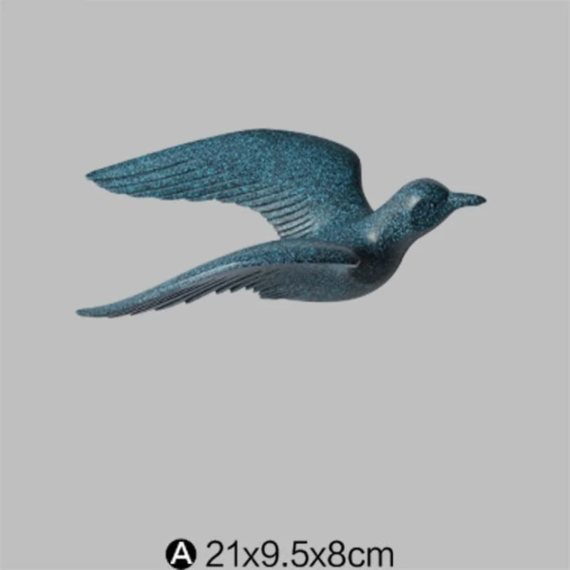 Wall Sculpture Seagull Laser-Engraved Polyresin