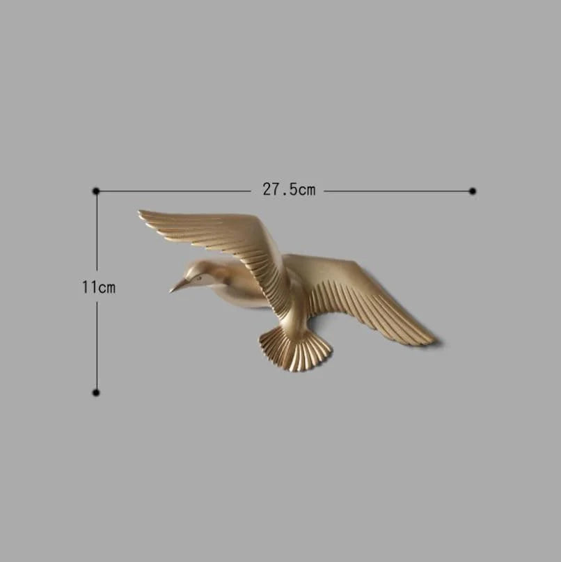 Wall Sculpture Seagull Laser-Engraved Polyresin