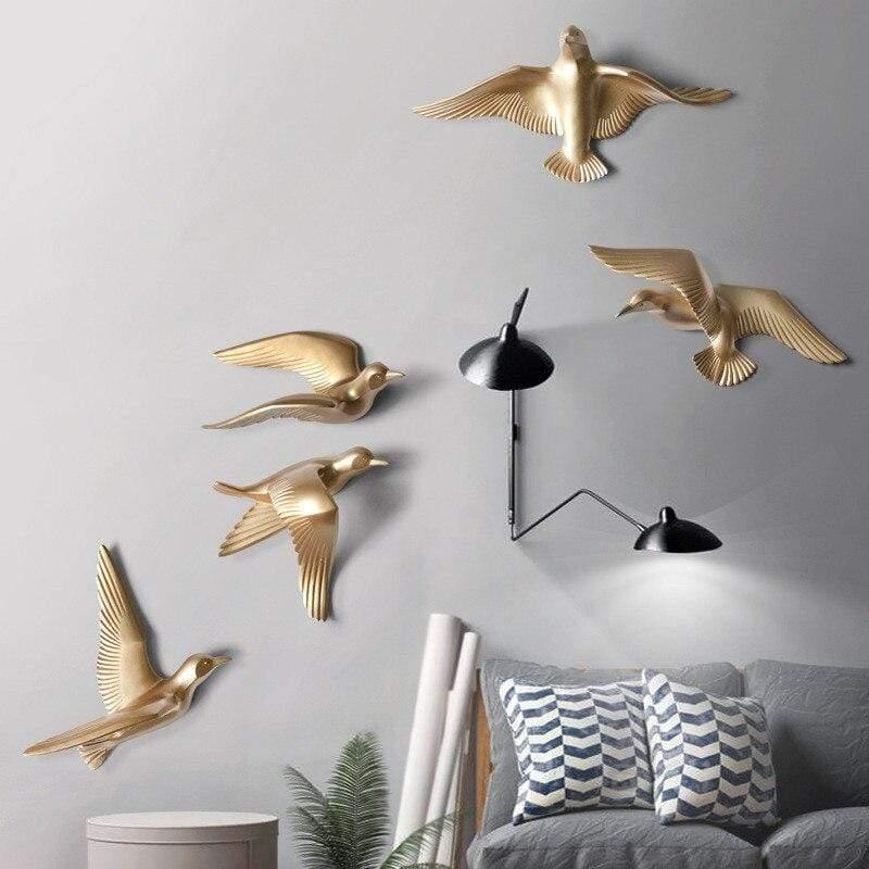 Wall Sculpture Seagull Laser-Engraved Polyresin