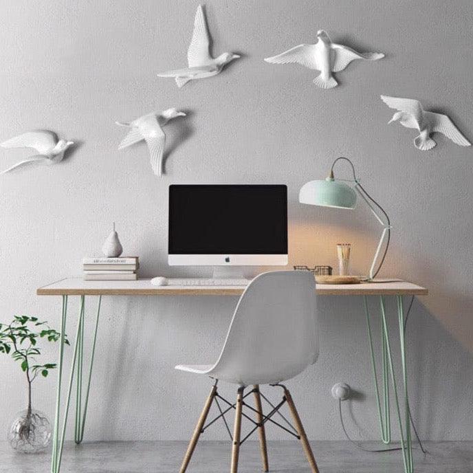 Wall Sculpture Seagull Laser-Engraved Polyresin