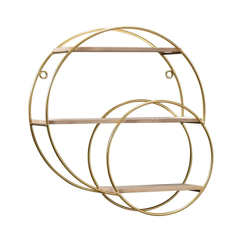Wall Shelf Double-Circle Design No-Drill Installation Space-Saving Display