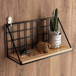 Wall Shelf Hemp Wood Iron Wall-Mounted Storage