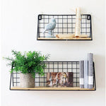 Wall Shelf Hemp Wood Iron Wall-Mounted Storage