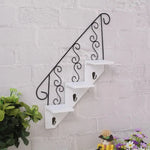 Wall Shelf Iron And Wood 3-Tier With Hooks