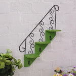 Wall Shelf Iron And Wood 3-Tier With Hooks
