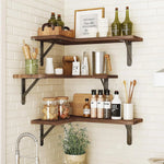 Wall Shelf L-Shaped Paulownia Wood & Metal