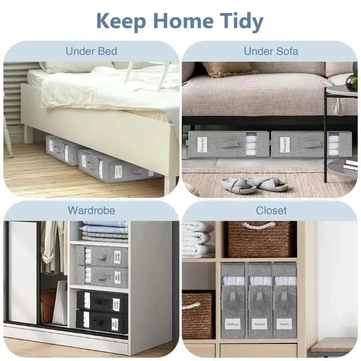 Wardrobe Storage Box Foldable Dust-Resistant Clear Window & Carry Handles