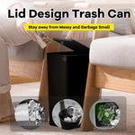 Waste Bin Slim Push-Button Lid Odor-Control 2.64-Gallon Capacity