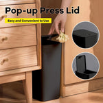 Waste Bin Slim Push-Button Lid Odor-Control 2.64-Gallon Capacity
