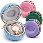 Watch Travel Case Pebbled Leather Crush-Proof Hard Shell Velvet Lined