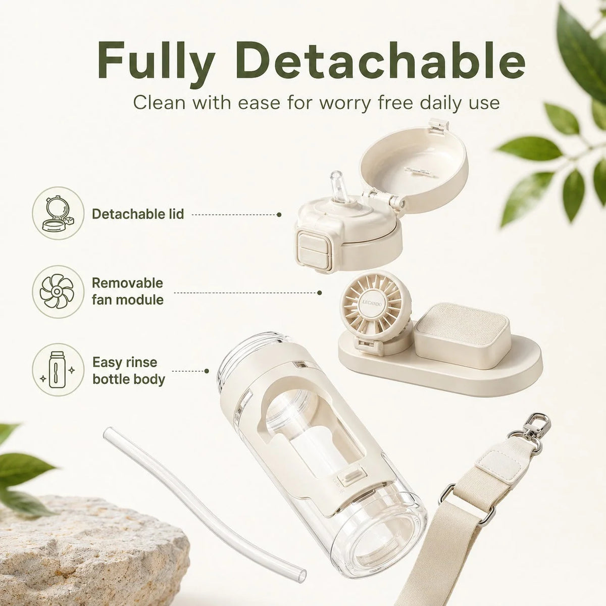 Water Bottle Built-In Fan & Cooling Mist