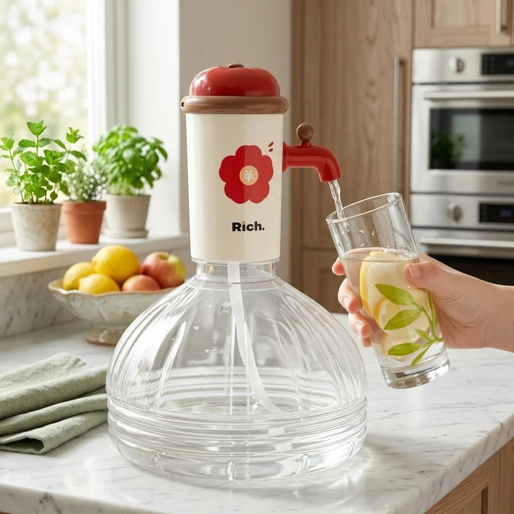 Water Bottle Dispenser Automatic Pump Flower Design Tabletop Use