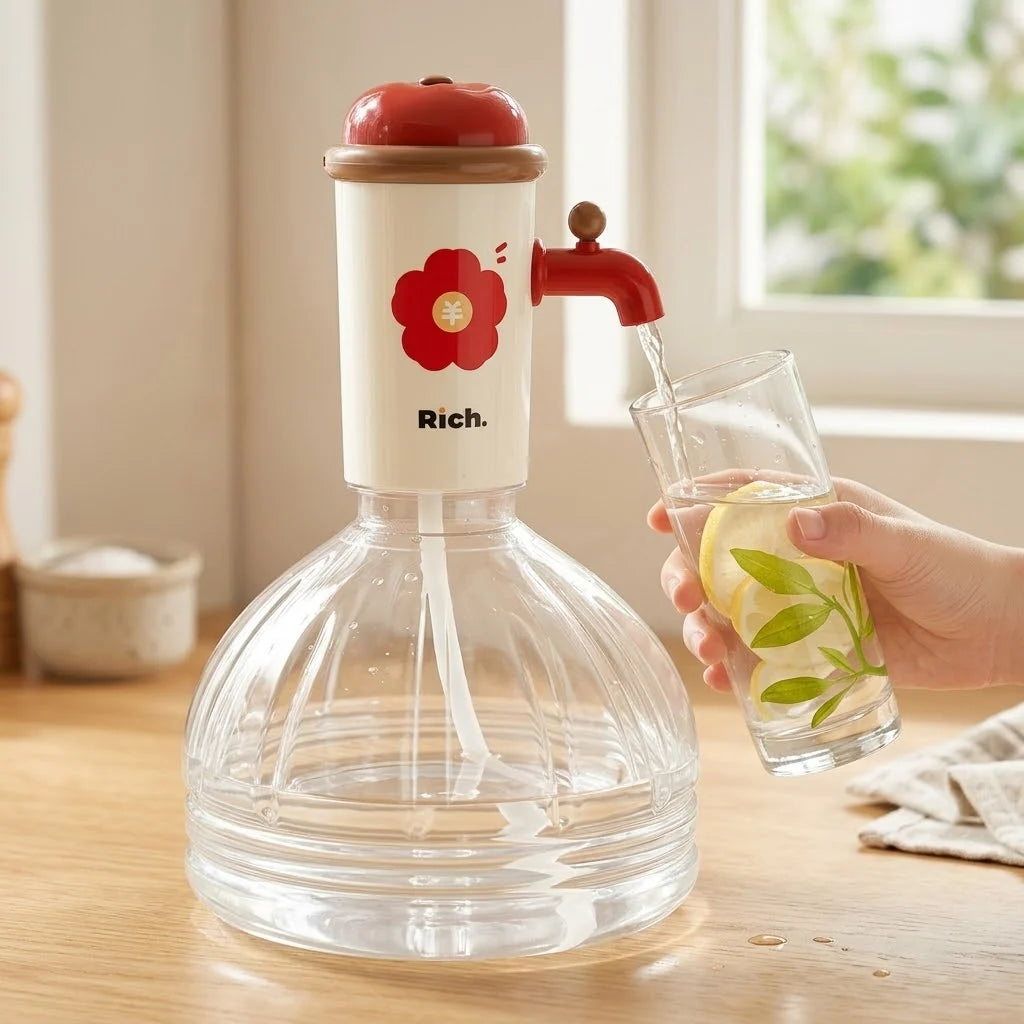 Water Bottle Dispenser Automatic Pump Flower Design Tabletop Use