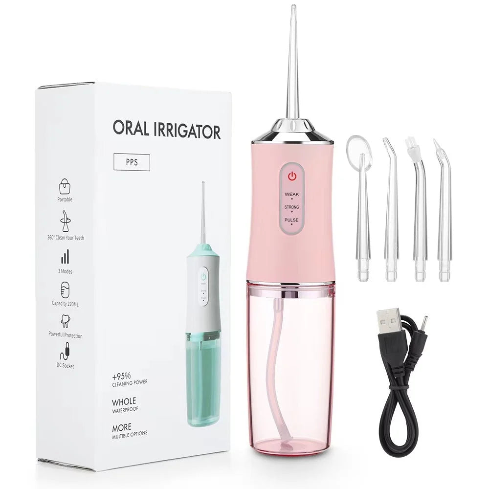 Water Flosser Cordless Rotating Tip & Adjustable Pressure