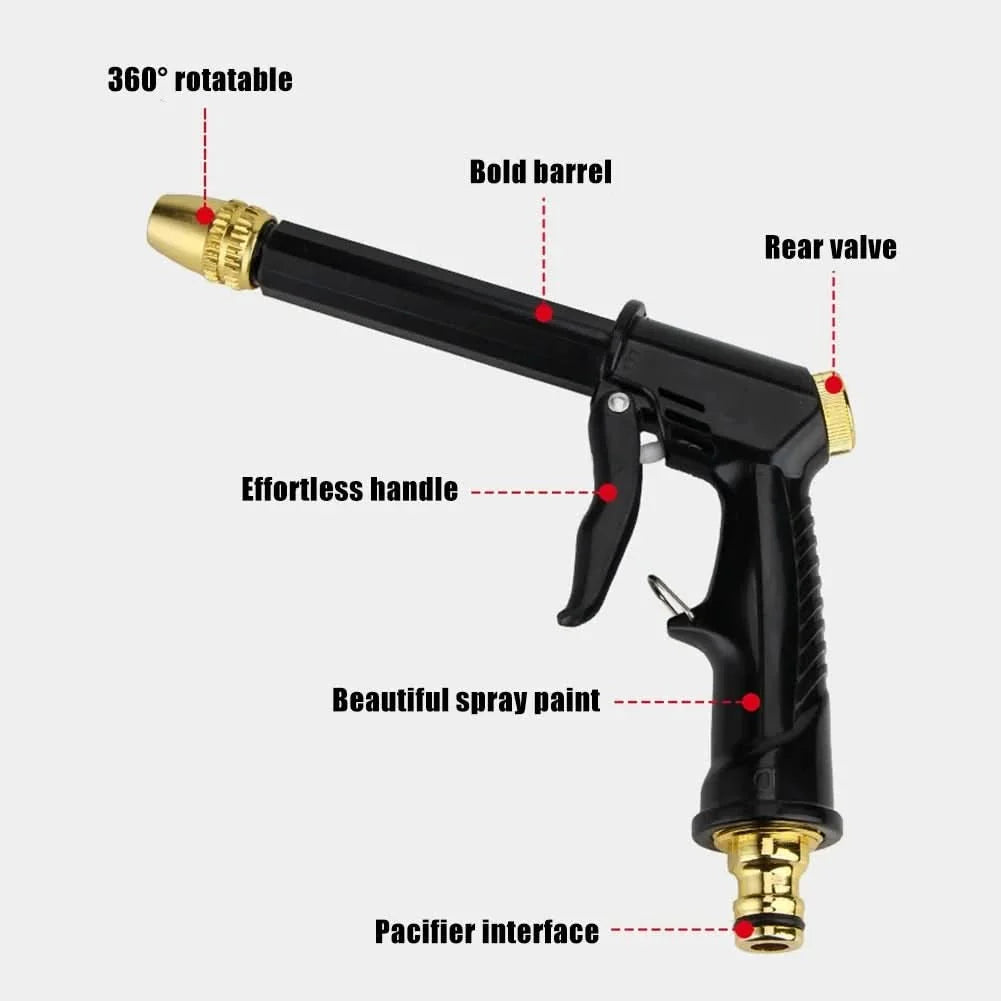 Water Gun Adjustable Spray Ergonomic Handle Hose-Compatible
