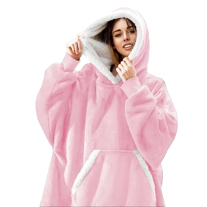 Wearable Blanket Hoodie Flannel Sherpa Lined With Pocket
