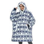 Wearable Blanket Hoodie Flannel Sherpa Lined With Pocket