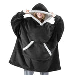 Wearable Blanket Hoodie Flannel Sherpa Lined With Pocket