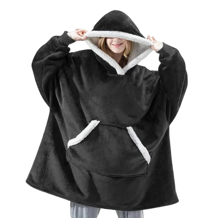 Wearable Blanket Hoodie Flannel Sherpa Lined With Pocket
