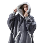 Wearable Blanket Hoodie Flannel Sherpa Lined With Pocket