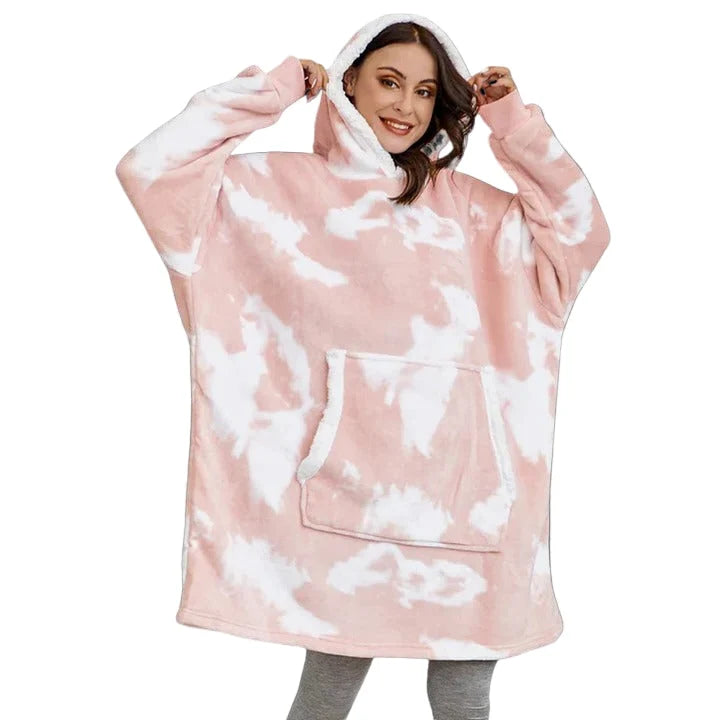 Wearable Blanket Hoodie Flannel Sherpa Lined With Pocket