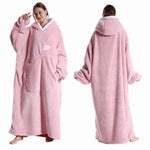 Wearable Blanket Plush Fleece Hood & Sleeves