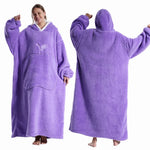 Wearable Blanket Plush Fleece Hood & Sleeves