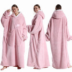 Wearable Blanket Plush Fleece Hood & Sleeves