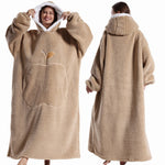 Wearable Blanket Plush Fleece Hood & Sleeves