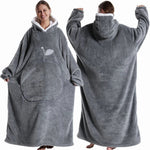 Wearable Blanket Plush Fleece Hood & Sleeves