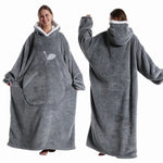 Wearable Blanket Plush Fleece Hood & Sleeves