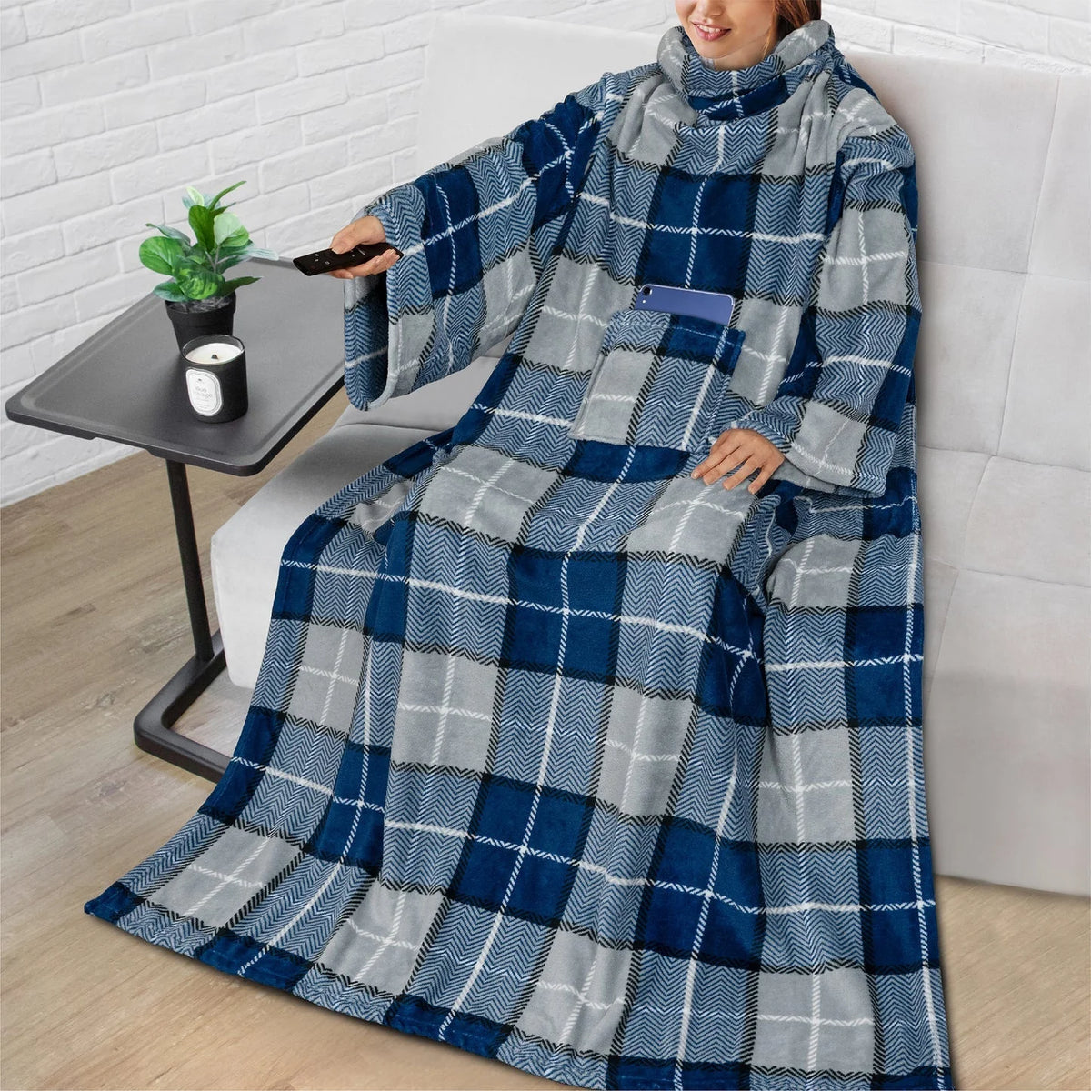 Wearable Blanket Sherpa Fleece Long Sleeves & Front Pocket