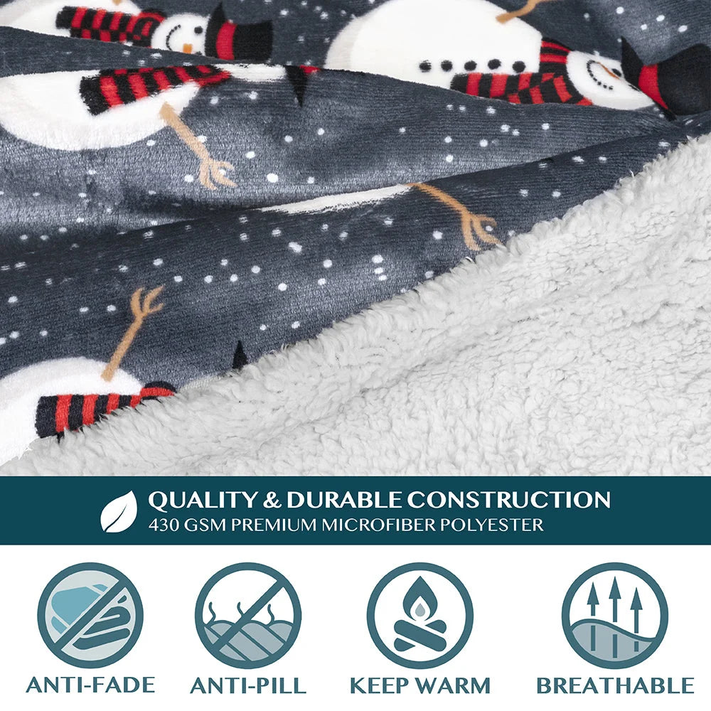 Wearable Blanket Sherpa Fleece Long Sleeves & Front Pocket
