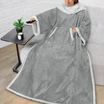 Wearable Blanket Sherpa Fleece Sleeves & Foot Pocket