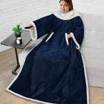 Wearable Blanket Sherpa Fleece Sleeves & Foot Pocket