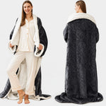 Wearable Blanket Sherpa Fleece Sleeves & Foot Pocket