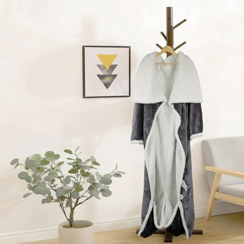 Wearable Blanket Sherpa Fleece Sleeves & Foot Pocket