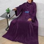 Wearable Fleece Blanket Oversized With Sleeves & Front Pocket