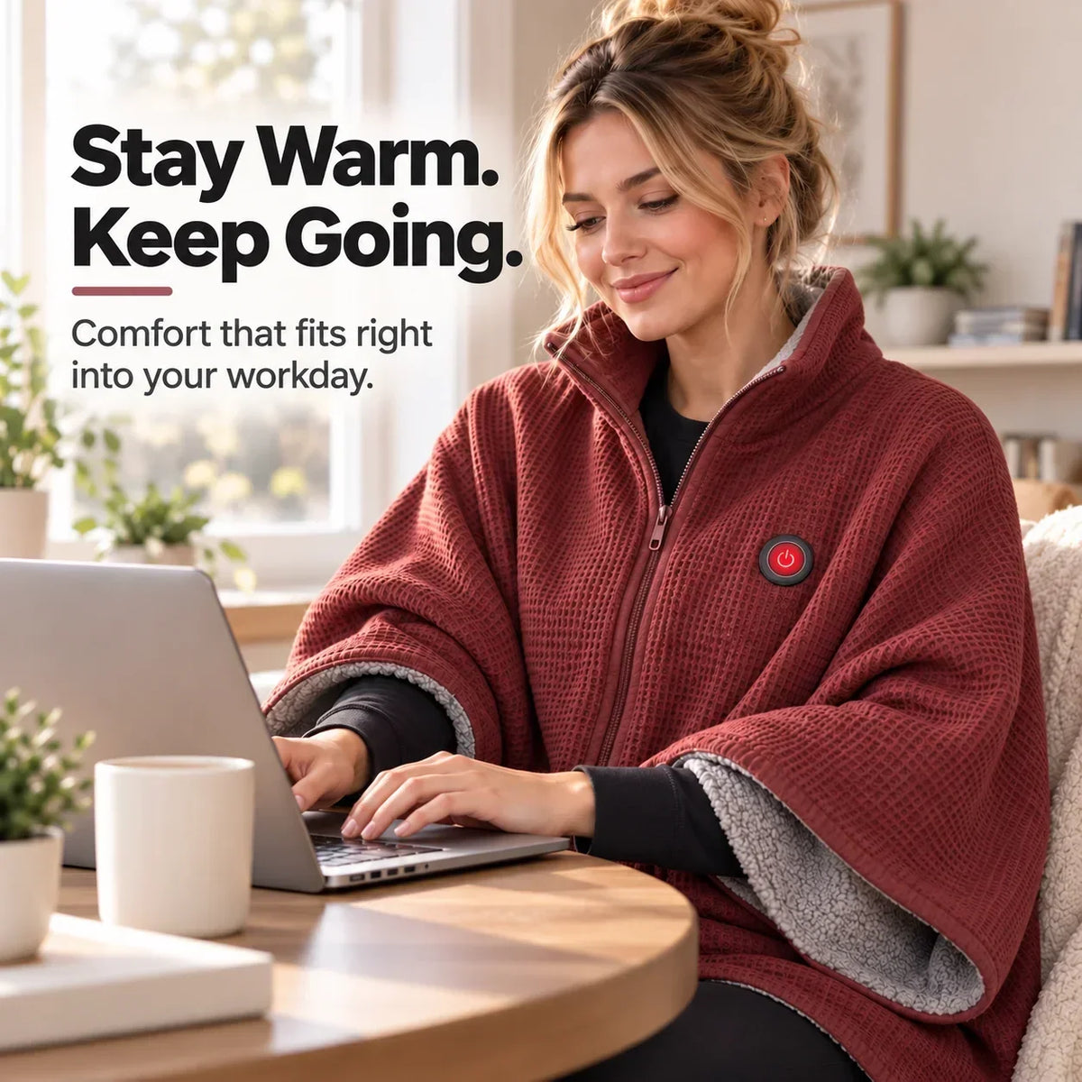 Wearable Heated Blanket USB Powered 3 Heat Settings Hands-Free Comfort