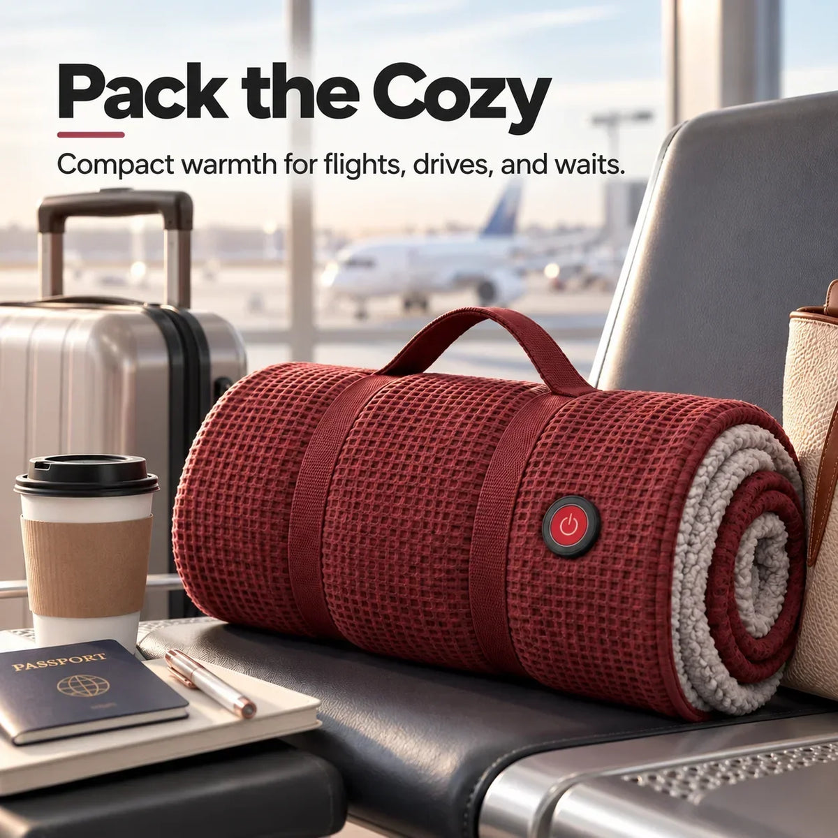 Wearable Heated Blanket USB Powered 3 Heat Settings Hands-Free Comfort
