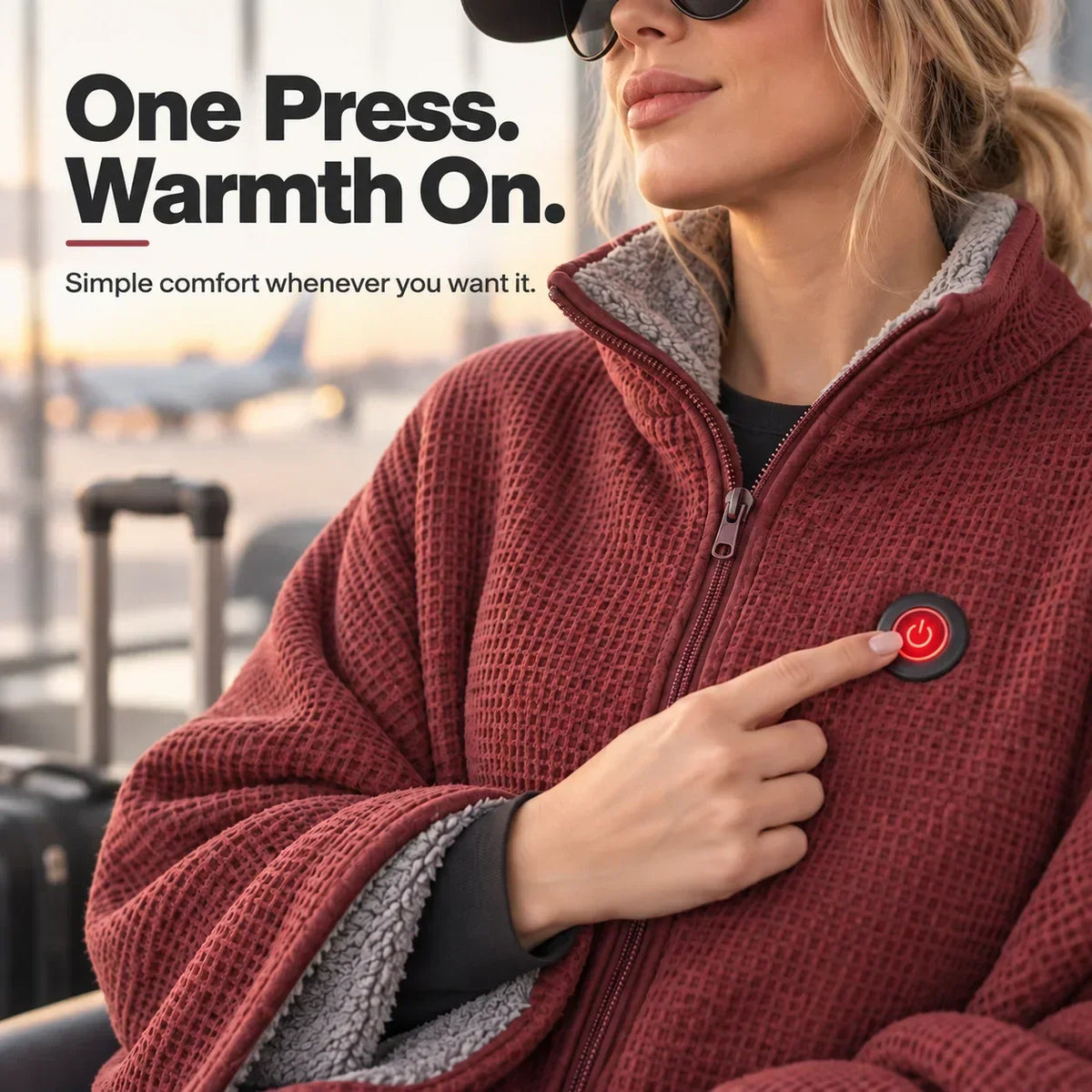 Wearable Heated Blanket USB Powered 3 Heat Settings Hands-Free Comfort