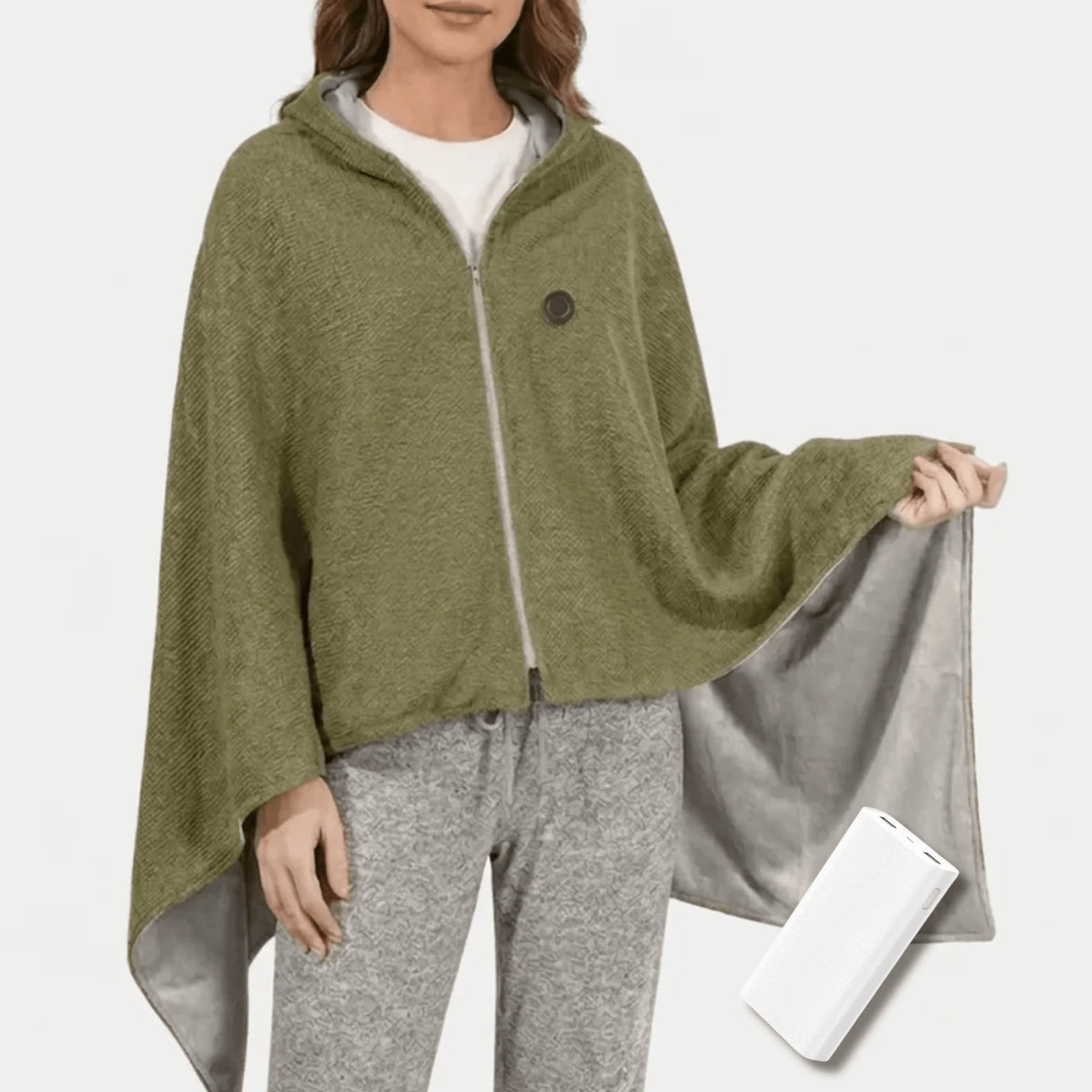 Wearable Heated Blanket USB-Powered Three Heat Levels Zipper Closure
