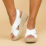 Wedge Sandals Genuine Leather Orthopedic Footbed Adjustable Cross Straps