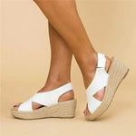 Wedge Sandals Genuine Leather Orthopedic Footbed Adjustable Cross Straps