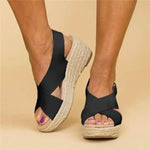 Wedge Sandals Genuine Leather Orthopedic Footbed Adjustable Cross Straps
