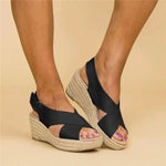 Wedge Sandals Genuine Leather Orthopedic Footbed Adjustable Cross Straps